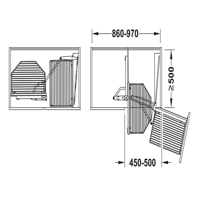 Hafele - Corner Unit solid base Chrome/Anthracite Baskets