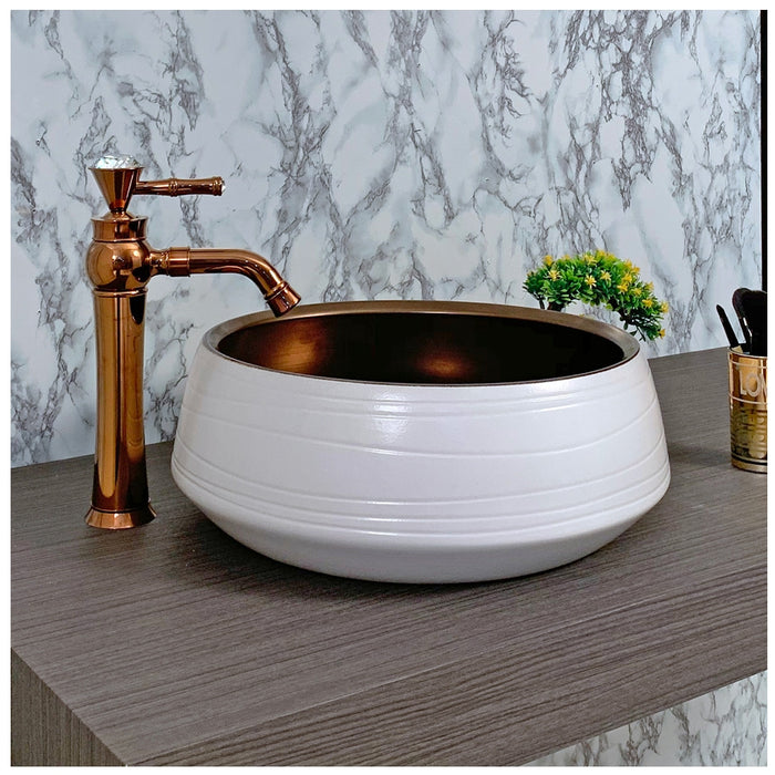 Toyo 293 White & Bronze Wash Basin