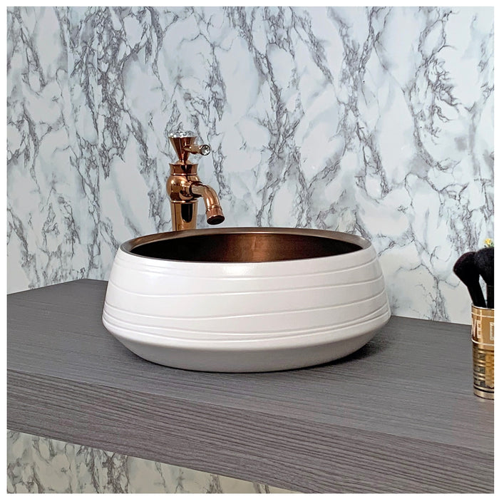 Toyo 293 White & Bronze Wash Basin