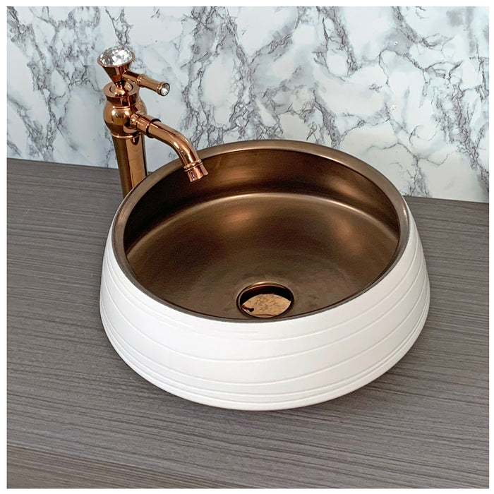 Toyo 293 White & Bronze Wash Basin