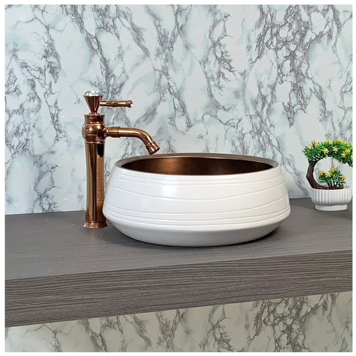 Toyo 293 White & Bronze Wash Basin