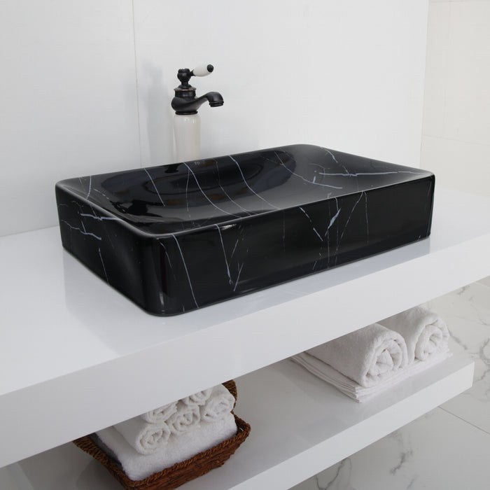 Toyo 443 Black Marble Glossy Wash Basin