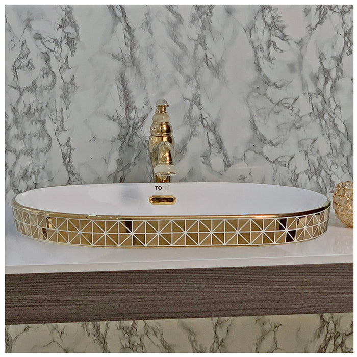 Toyo 551 White & Golden Wash Basin