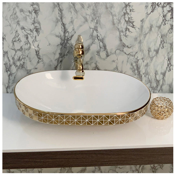 Toyo 551 White & Golden Wash Basin