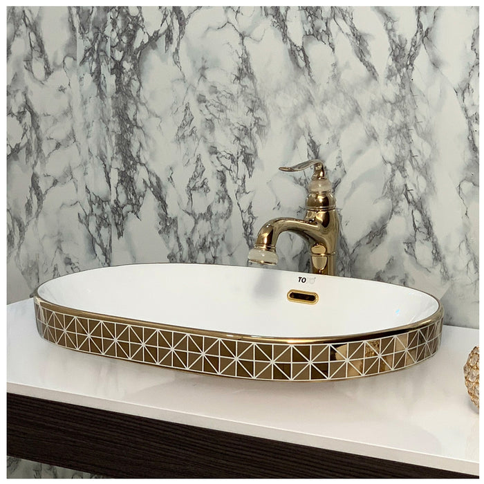 Toyo 551 White & Golden Wash Basin